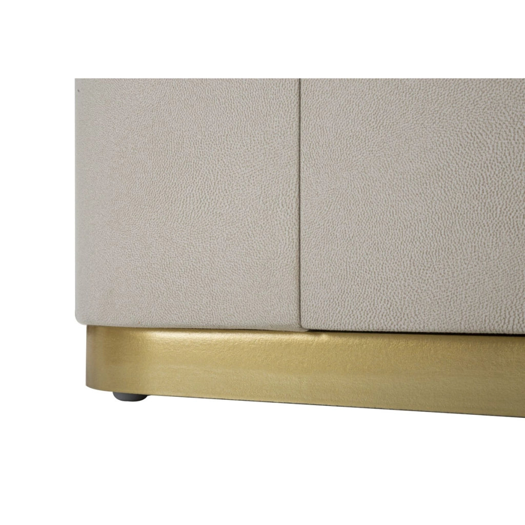 Comodino Beauty in legno crema con cassetti e anta, base dorata