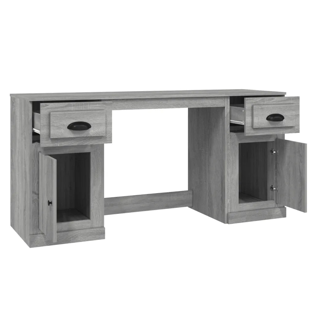 Scrivania | Tavolo da Ufficio con Armadietto Grigio Sonoma in Legno Multistrato