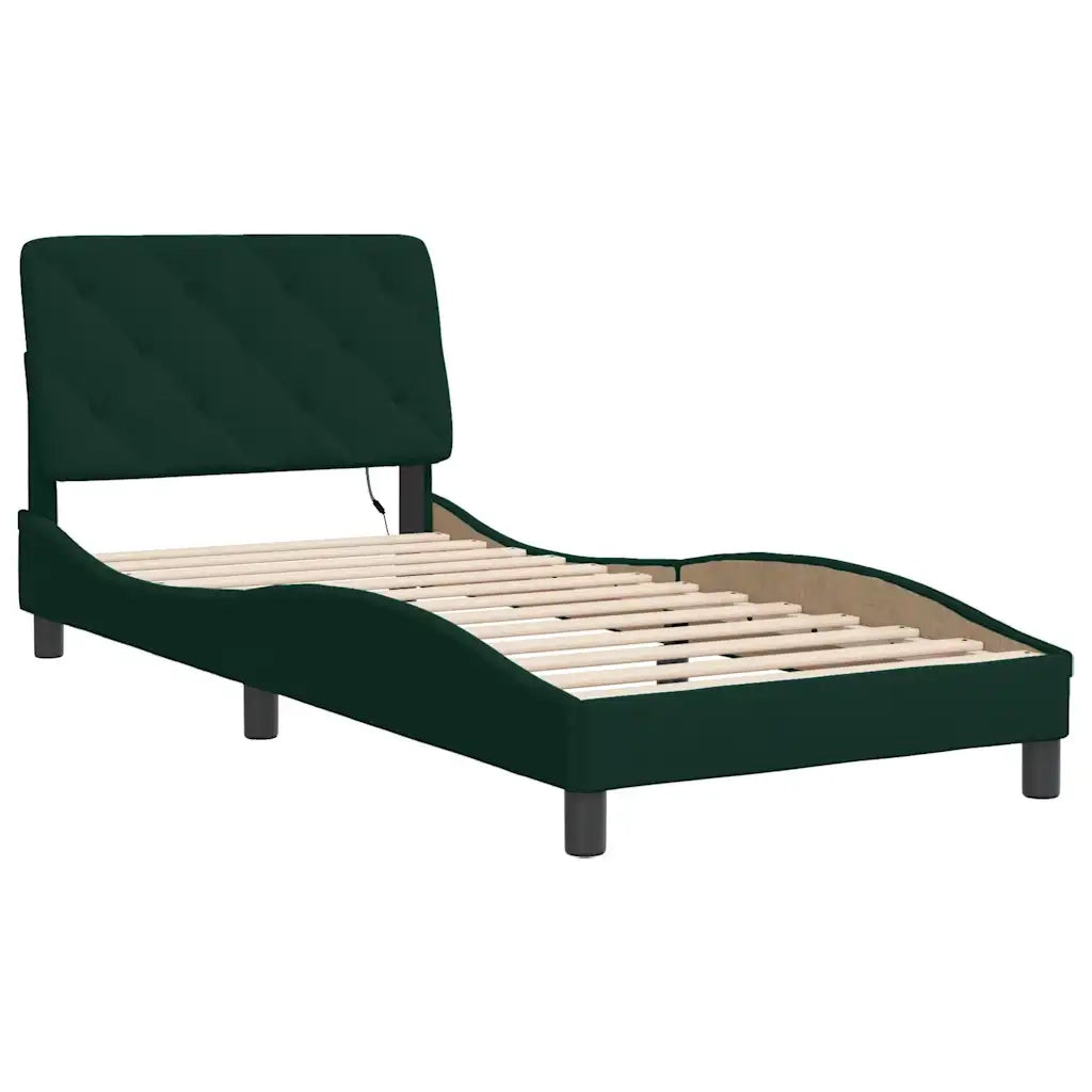 Giroletto con Luci LED Verde Scuro 90x200 cm in Velluto