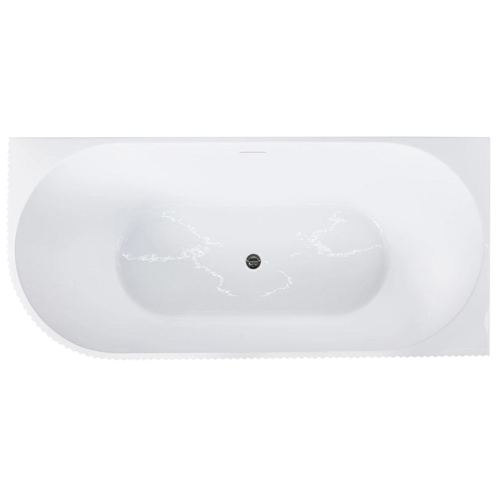 Vasca da bagno angolare sinistra in acrilico bianco opaco 170 x 80 cm Finitura scanalata Bagno in stile moderno
