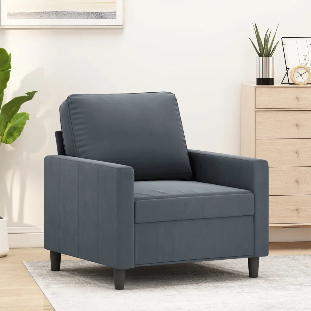 Poltrona Grigio Scuro 60 cm Vellutocod mxl 131117