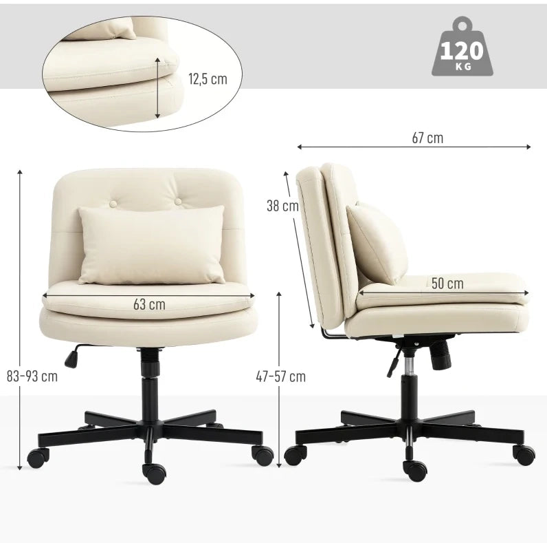 Sedia da ufficio senza braccioli in ecopelle beige