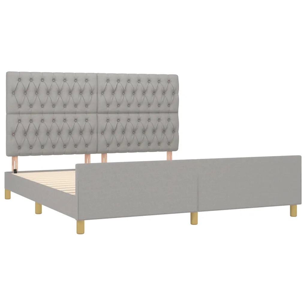 Giroletto con Testiera Grigio Chiaro 180x200 cm in Tessuto cod mxl 62411