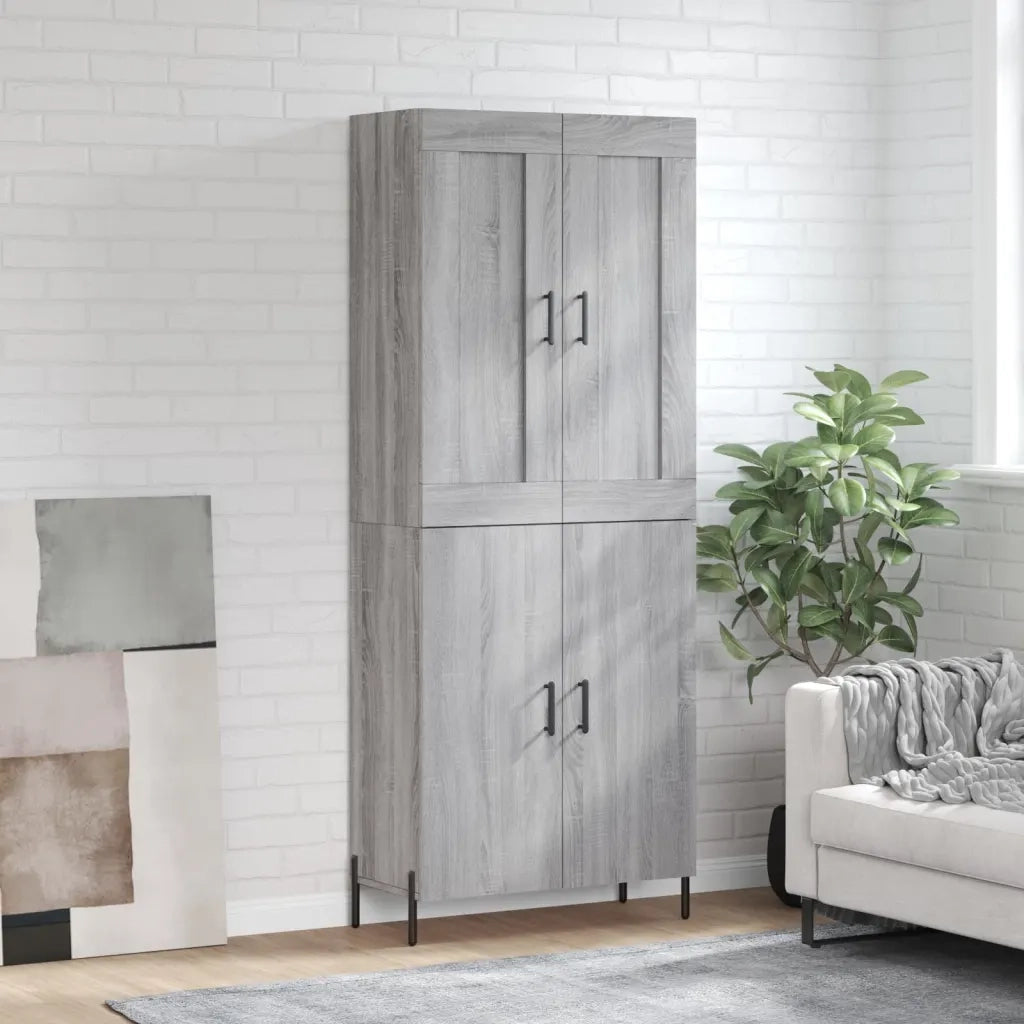 Credenza-Buffet-Armadio da cucina Grigio Sonoma 69,5x34x180 cm in Legno Multistrato 105642