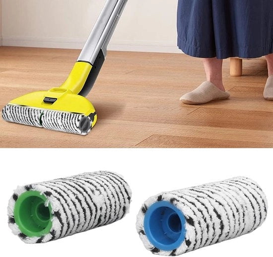 2 pezzi - Spazzola per pavimenti duri - Microfibra - Spazzola a rullo - Rulli sostituibili - Lavabile - Idonea per uso in acqua e in aria - Adatta per Karcher FC3 FC3D FC5 FC5D FC7 (nero)