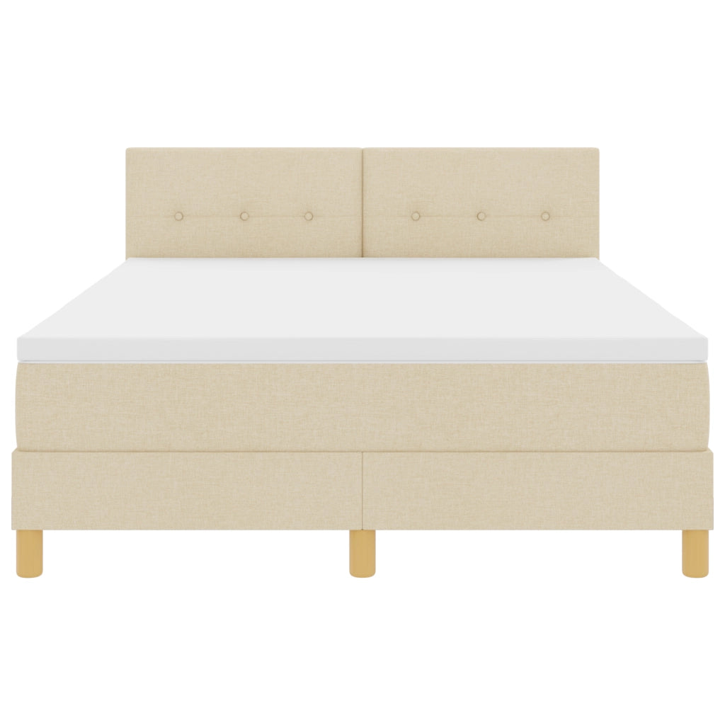 Letto con Sommier e Materasso Panna 140x190 cm Tessuto