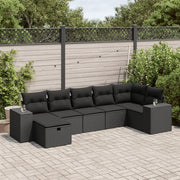 vidaXL Set Divani da Giardino con Cuscini 7pz Nero Polyrattan