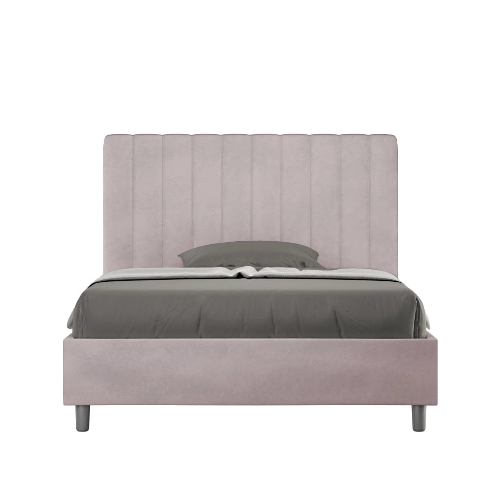BS COM Letto una piazza e mezza senza rete imbottito 120x200 microfibra glicine