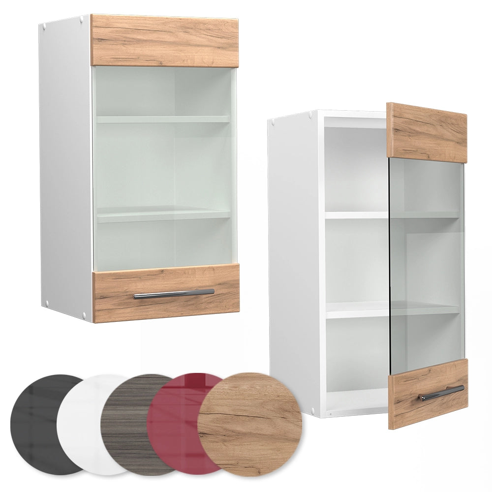 Mobile da cucina in vetro Fame-Line Rovere dorato/Bianco 40 cm Vicco