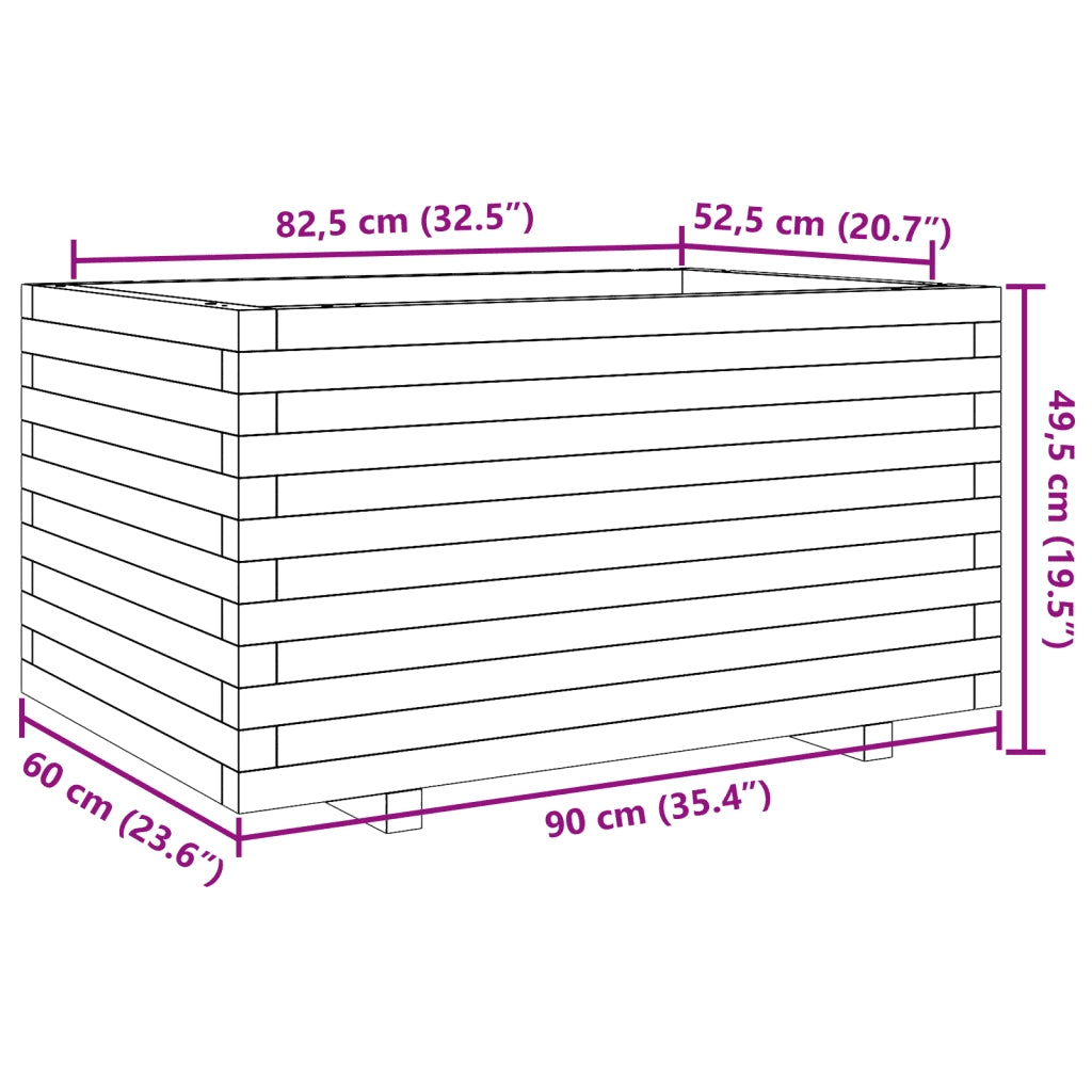 Fioriera Giardino Marrone Cera 90x60x49,5cm Legno Massello Pino 3282566