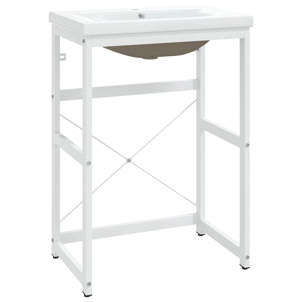 Struttura lavabo da bagno 59 x 38 x 83 cm lavabo da incasso ferro bianco 02_0006769