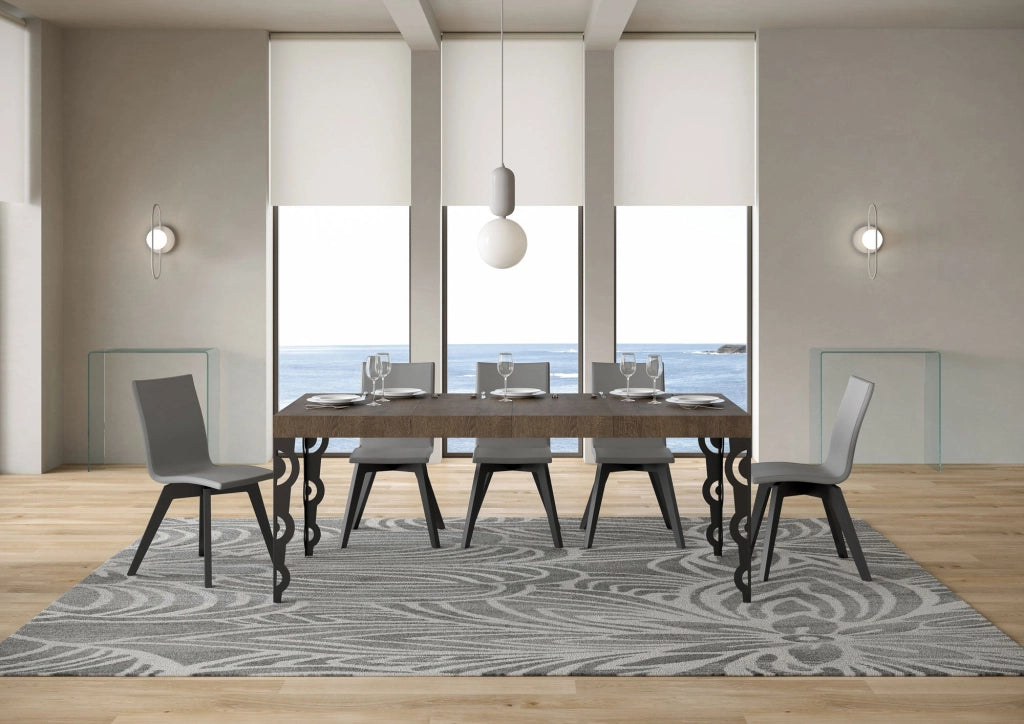 Tavolo Allungabile 130-390x90x77 cm Karamay Premium Noce Telaio Antracite