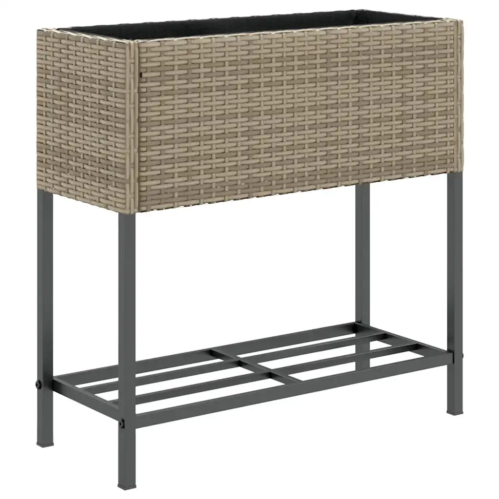 vidaXL Fioriera da Giardino con Ripiano Grigia in Polyrattan