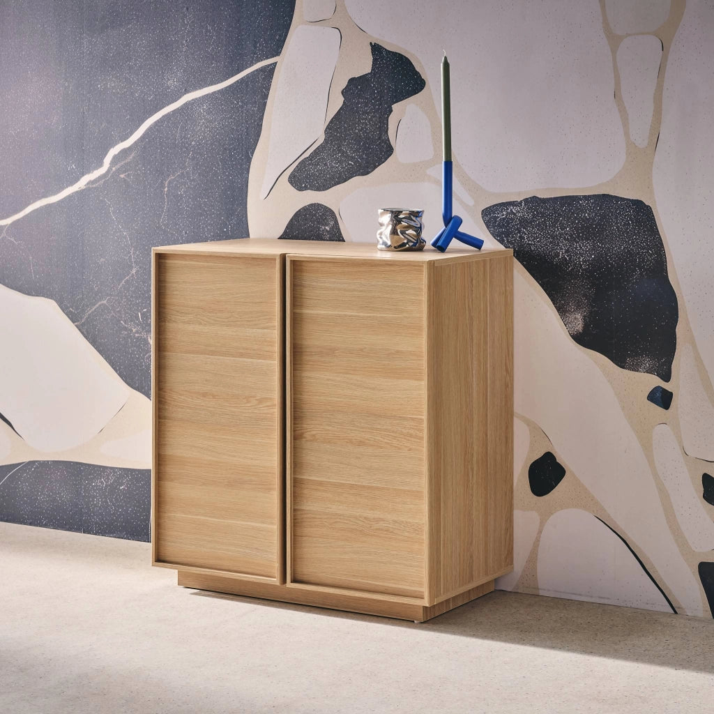 Credenza effetto legno 2 ante 80 cm, marrone naturale