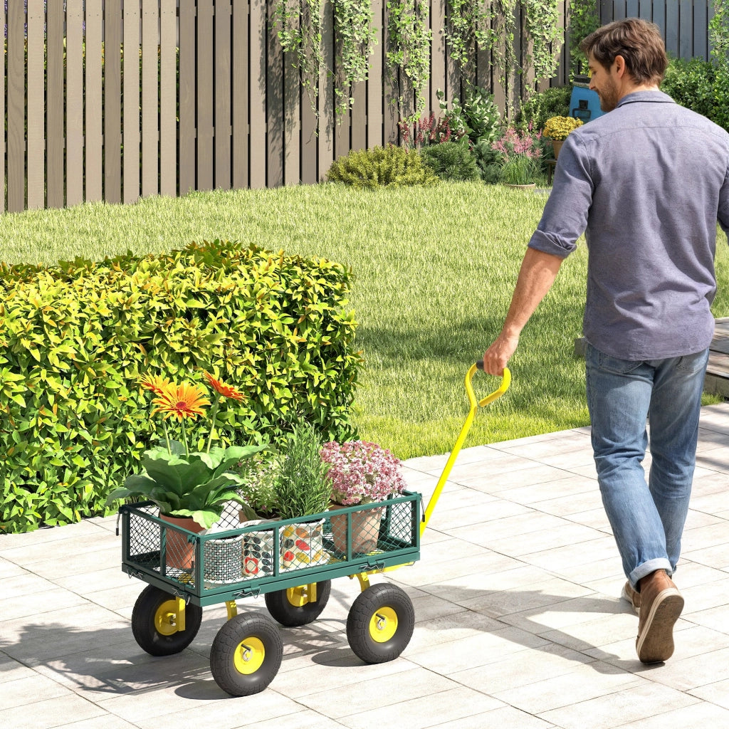 Carrello Giardino ¨C zephmum ¨C Acciaio Verde Giallo 104x54x51 cm