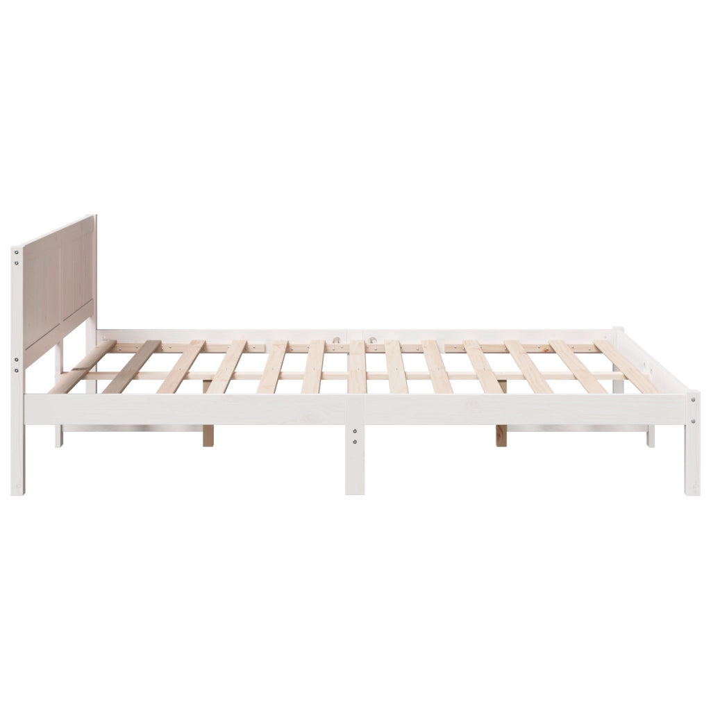 Struttura Letto Bianca Legno Massello di Pino 140 x 200 cm