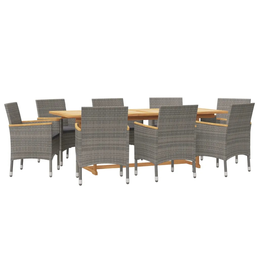 Set da Pranzo per Giardino 9 pz con Cuscini Grigio cod mxl 35205