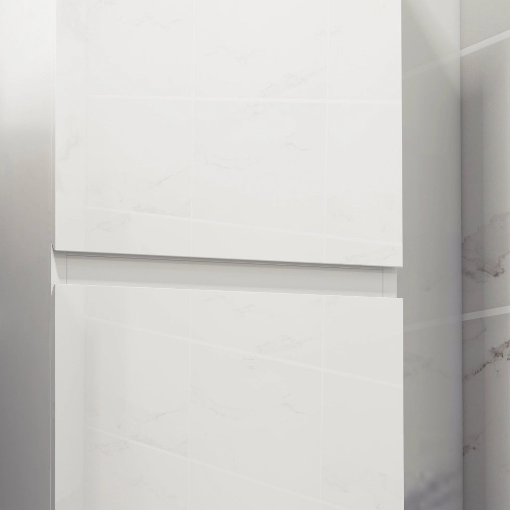 Mobile Bagno Alto a Colonna 35 x 25 x 120 cm con Ante e Ripiani Regolabili Laccato Bianco Lucido