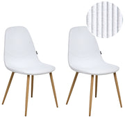 Set di 2 sedie da pranzo Struttura in tessuto bianco Seduta in velluto a coste Design moderno senza braccioli