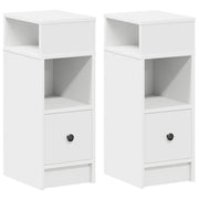 Set di 2 Comodini | Armadio da Notte | Mobiletto da notte con Cassetto Bianchi 25x31x66 cm