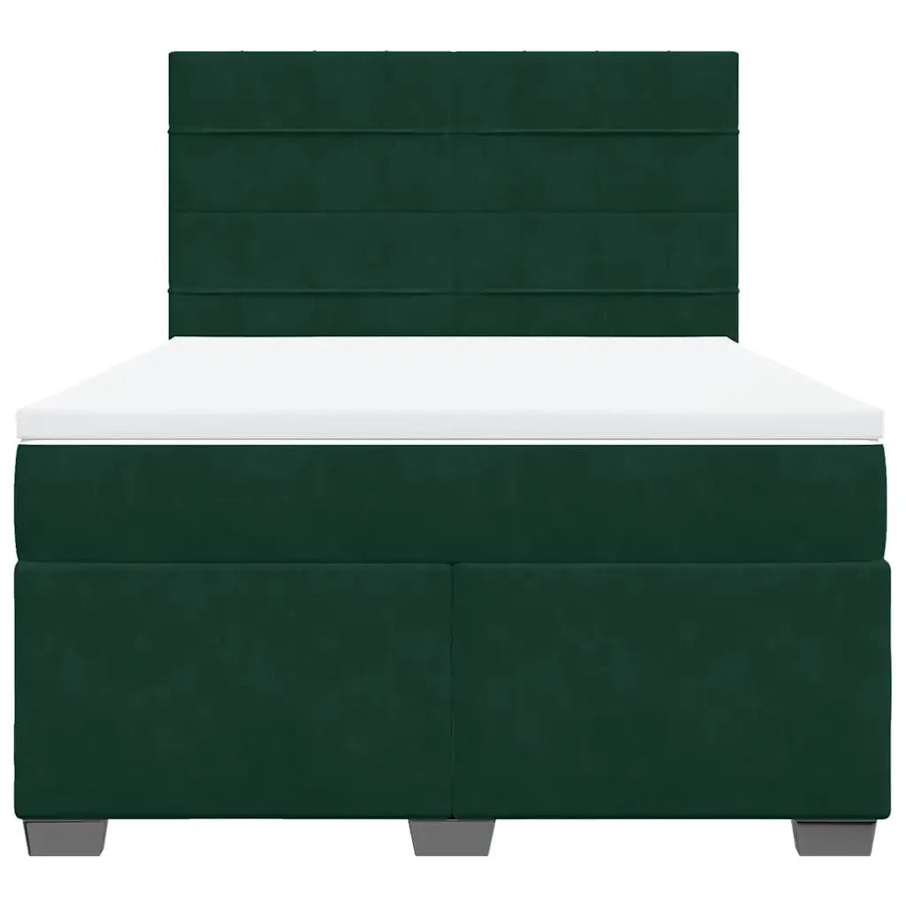 vidaXL Giroletto a Molle con Materasso Verde Scuro 140x200 cm Velluto