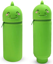 Etui in silicone morbido, etui 2 in 1 in silicone, etui cartoon, accessori scolastici giocosi, etui, contenitore per penna, grande capacità per accessori da ufficio