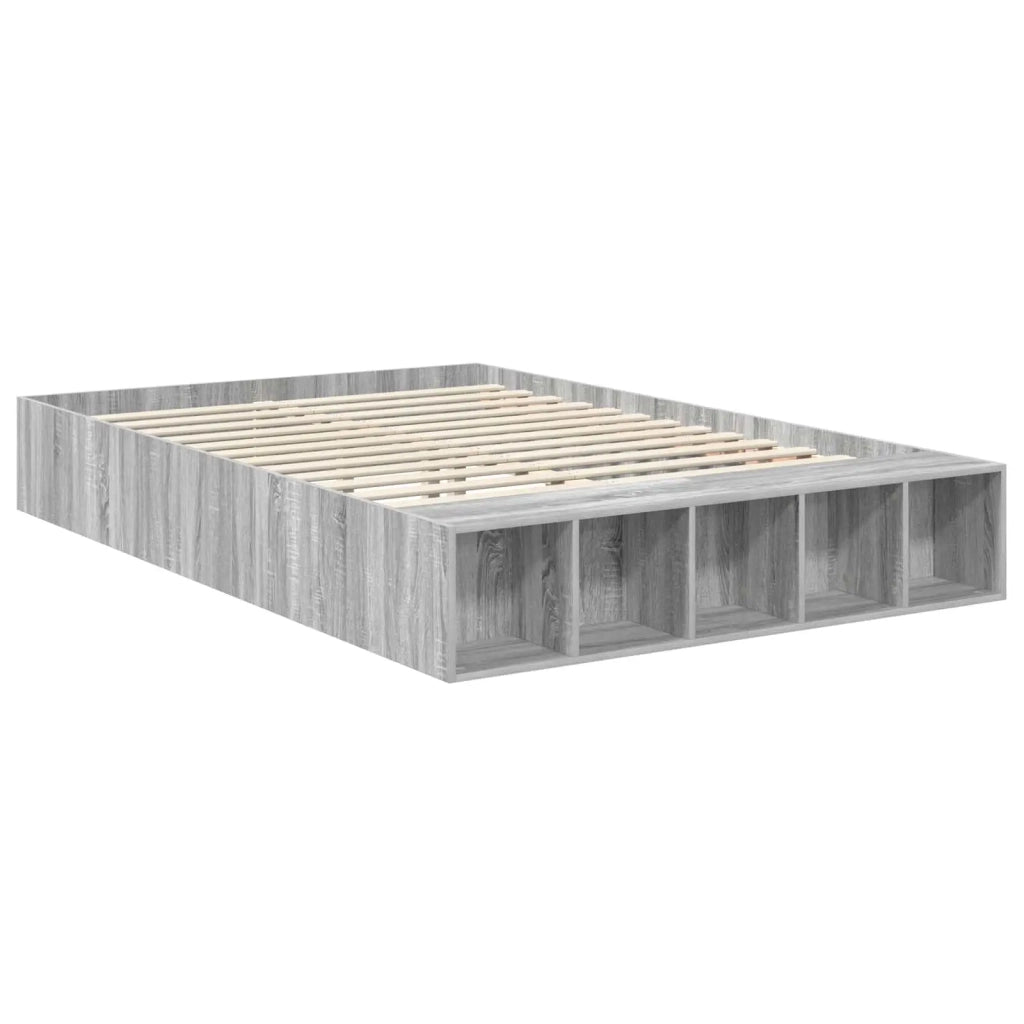 Struttura del letto con lo scaffale Grigio Sonoma 140 x 200 cm