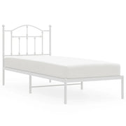 Letto singolo | Letto per adulti | Giroletto con Testiera Metallo Bianco 90x190 cm