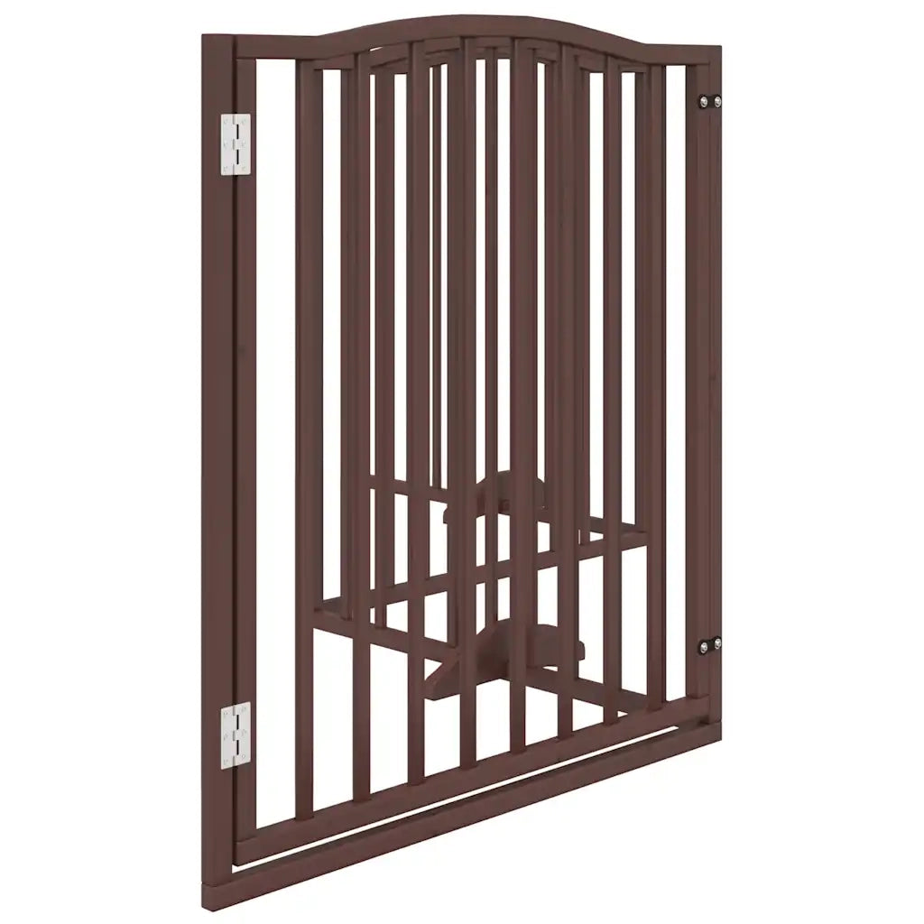 Cancello Cani Porta Pieghevole Marrone 4 Pannelli 320cm Pioppo CFW2200744