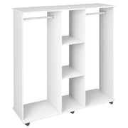 Armadio Guardaroba a Rotelle con 2 Barre e 3 Ripiani ¨C Minimal ¨C Bianco Legno Alluminio 120x40x128 cm