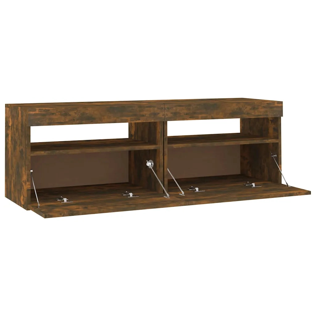Mobile Porta TV con Luci LED Rovere Fumo 120x35x40 cm 815672