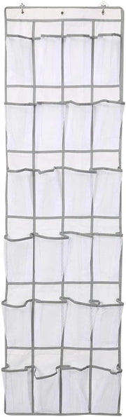 Organizzatore di Porta - Cintura per Scarpe Appeso - Risparmio di Spazio - 24 Ospiti per Oggetti - 168 x 48 cm - Bianco
