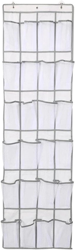 Organizzatore di Porta - Cintura per Scarpe Appeso - Risparmio di Spazio - 24 Ospiti per Oggetti - 168 x 48 cm - Bianco