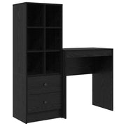 Scrivania | Tavolo da Ufficio con cassetto con lo scaffale 2 pz Rovere Nero