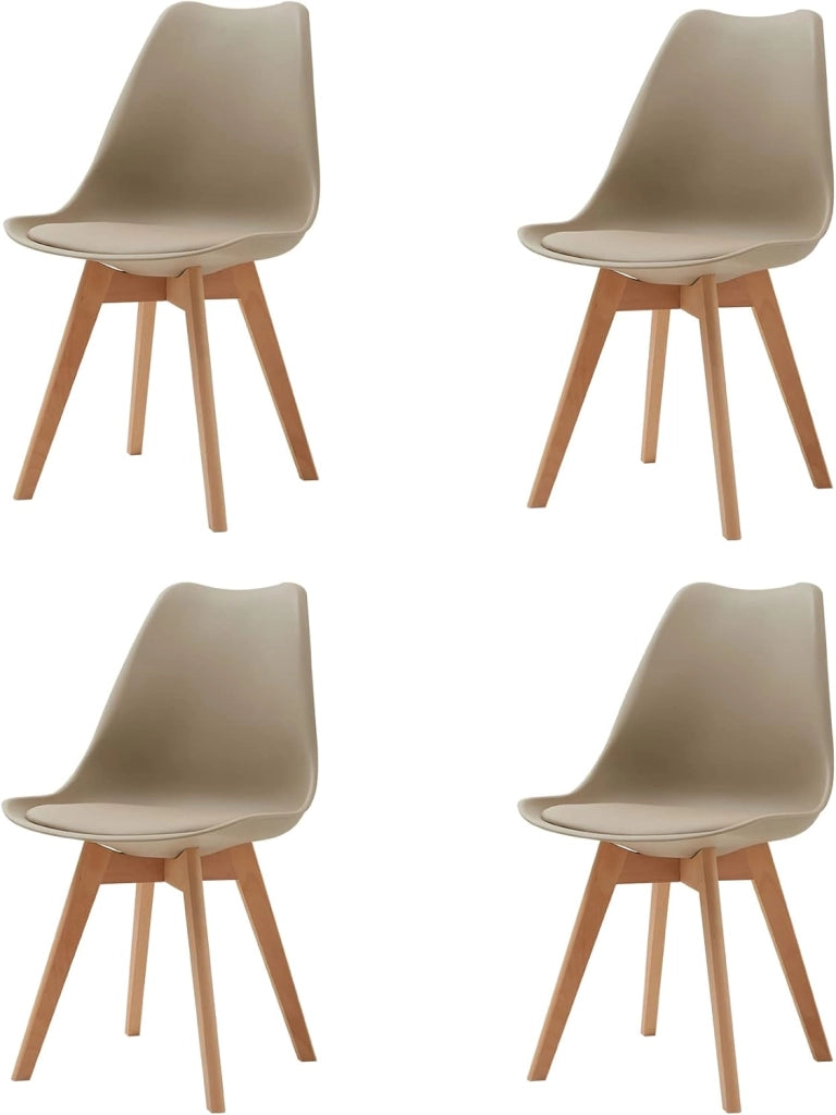 GrandCA HOME Set di 4 Sedie Imbottite per Sala da Pranzo Con Gambe in Legno Massello di Faggio, Adatte per Sala da Pranzo, Soggiorno, Cucina, Camera da Letto, Cachi