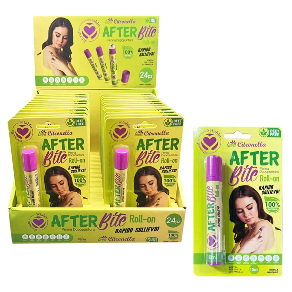 Trade Shop - Set 24pz Penna Dopopuntura Afterbite Roll-on Sollievo Rapido Zanzare Insetti 10ml 023779 -