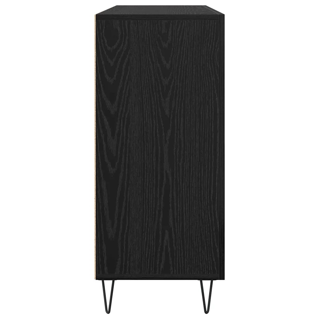 Credenza-Buffet-Armadio da cucina Rovere Nero 90 x 32,5 x 80 cm Legno multistrato