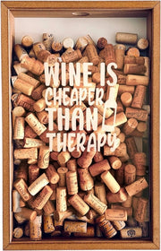 Scatola di Legno - Vino è Più Economico della Terapia - 50x32cm - Scatola di Legno Artigianale | Regalo di Vino | Scatola di Vino | Conservatore di Bottiglia di Vino