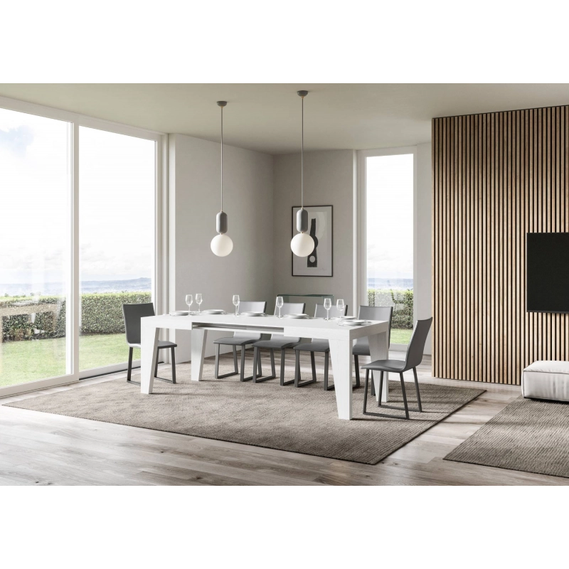 Tavolo allungabile 90x130/390 cm Naxy - Bianco Frassino