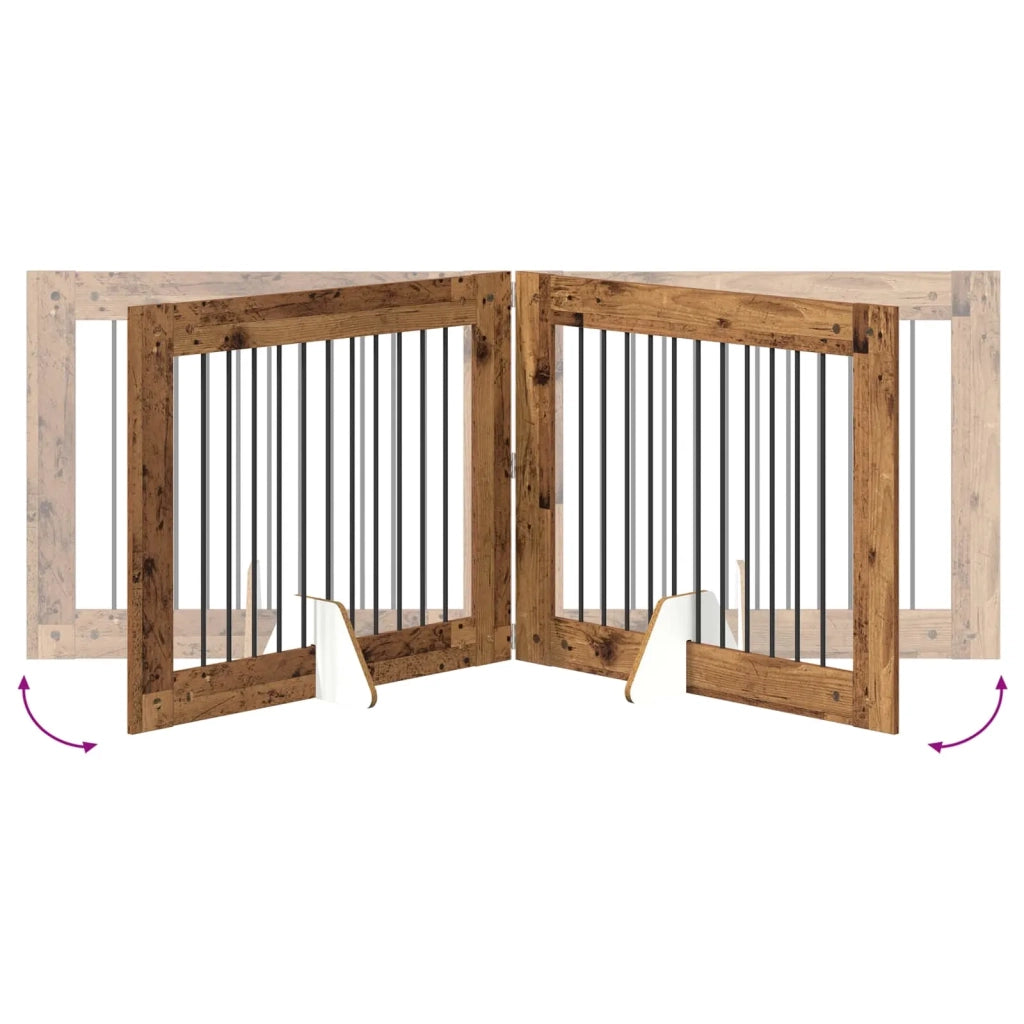 Cancello per cani con supporti 4 pz Legno antico 100 x 80 cm CFW6243283