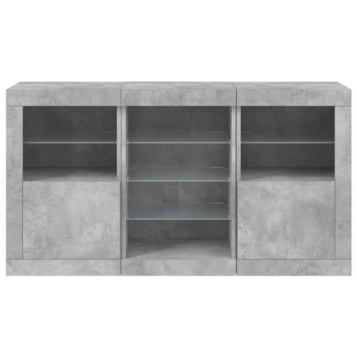 Credenza con Luci LED Grigio Cemento 123x37x67 cm 3209082