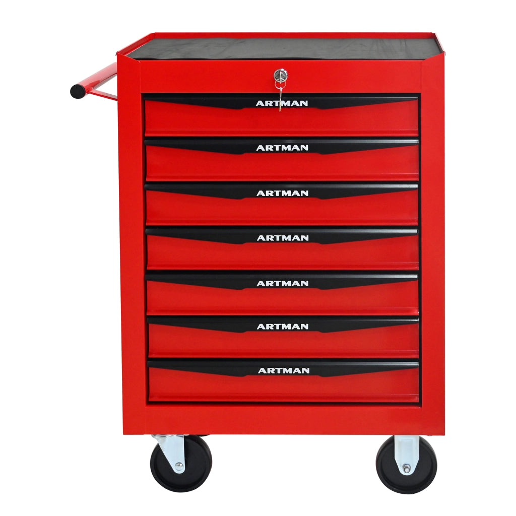 CARRELLO PORTAATTREZZI 7 cassetti 60x33x77,5 cm acciaio rosso/nero