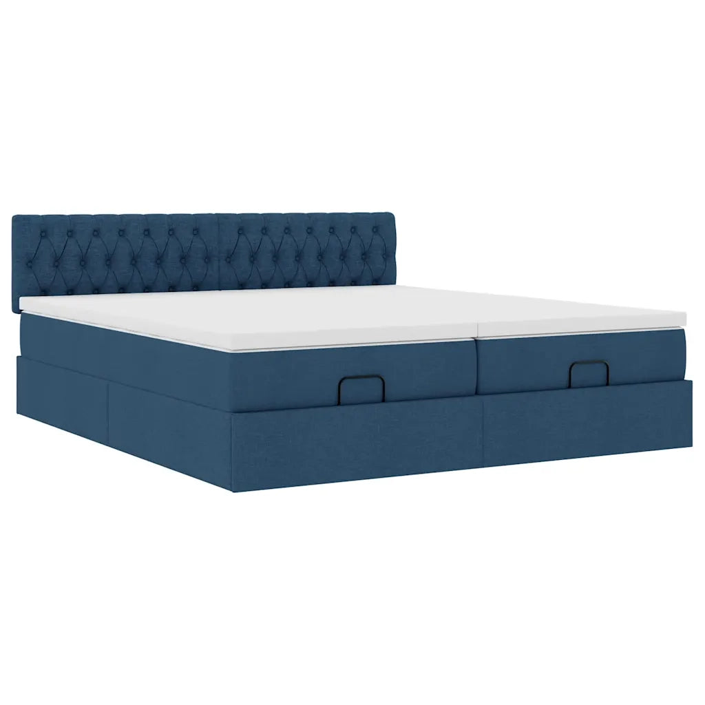 Struttura Letto Pouf con Materassi Blu 180x200cm in Tessuto 3312870