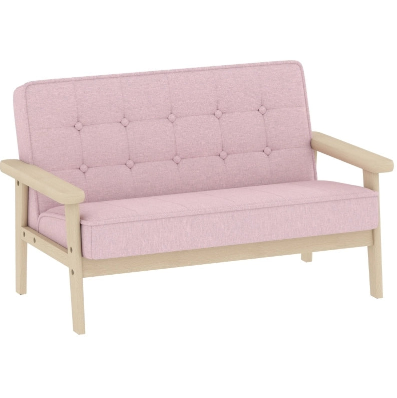 Divanetto per bambini rosa a 2 posti con struttura in legno