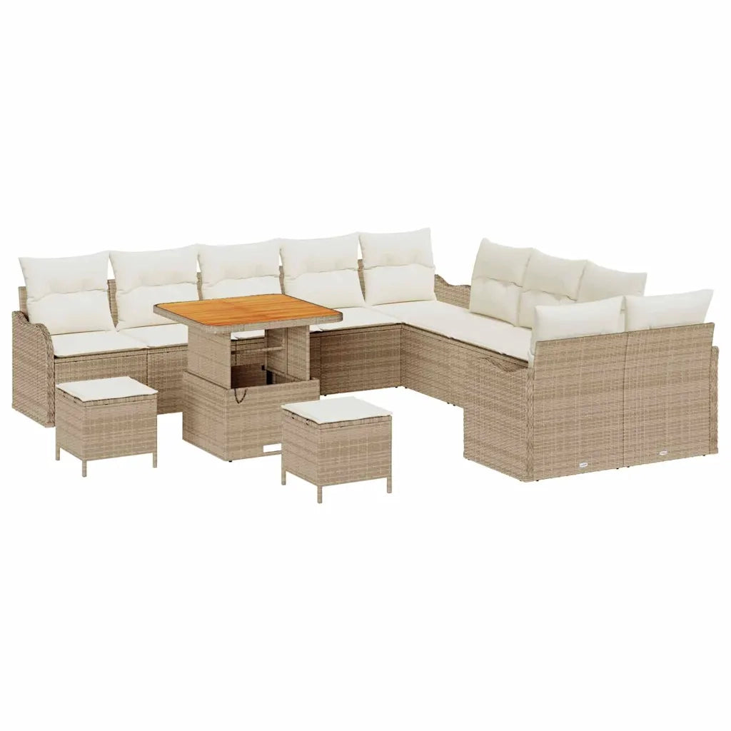 Set Divano da Giardino 13 pcs Beige polyrattan