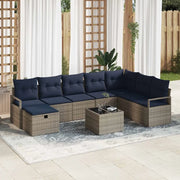 Set di divani con cuscino 9 pcs Grigio polyrattan