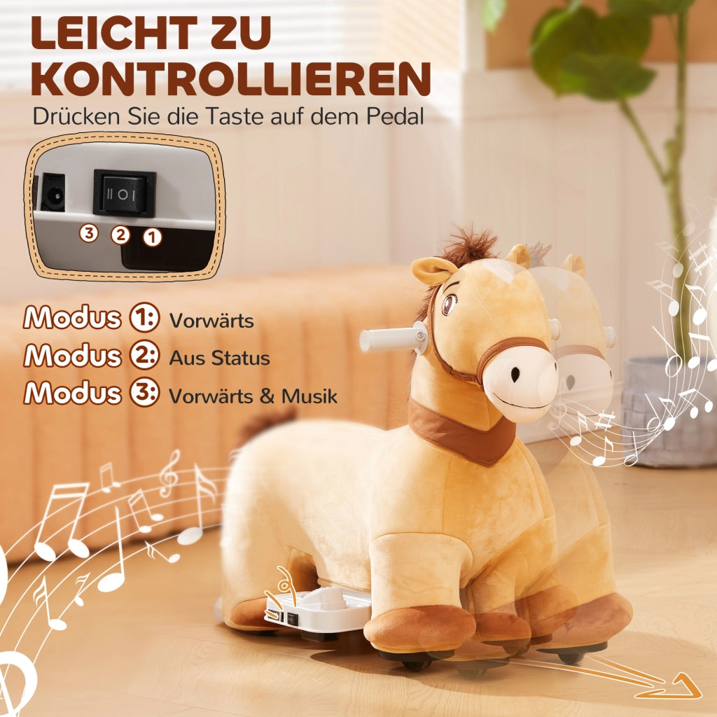 Cavallo Dondolo Elettrico Bambini ¨C ZephMum ¨C Marrone