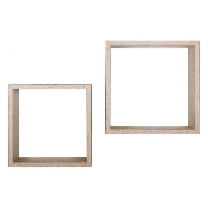 Set di 2 Mensole da Muro, Cubi Arredo, Mensole Cubo, Cubi da Parete, Rovere Sagerau, 35x35 p15,5 cm e 31x31 p15,5 cm - Q-Bis