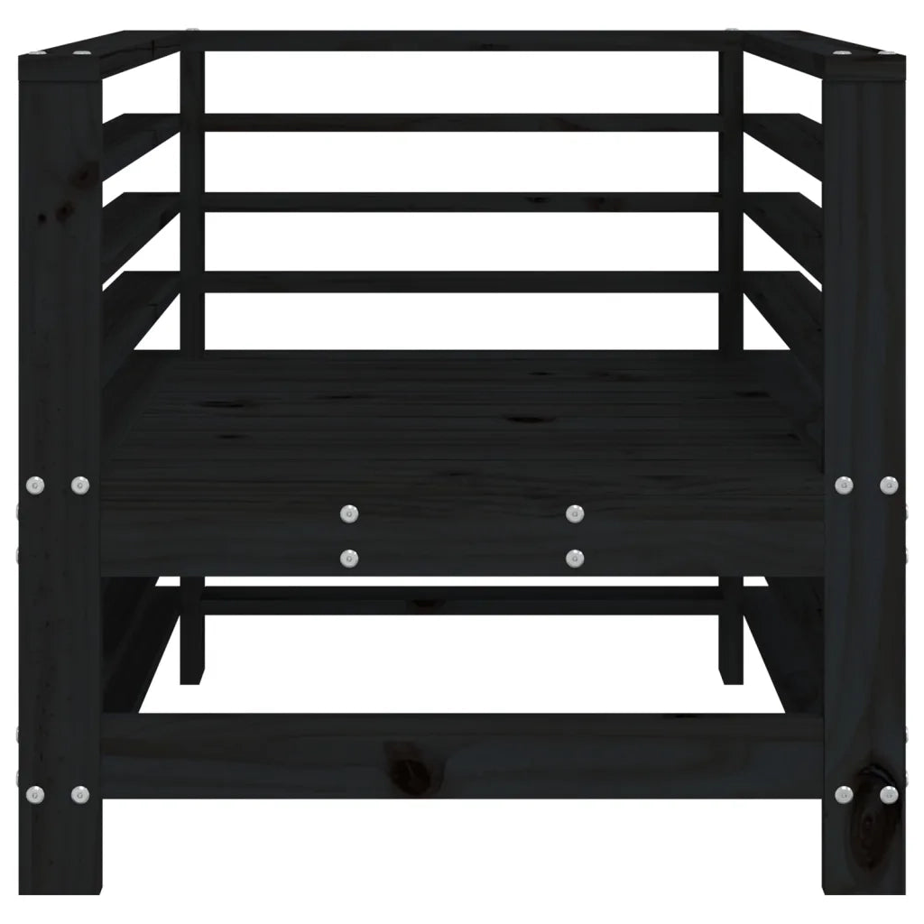 Sedia da patio-Sedie da Giardino 2 pz Nere in Legno Massello di Pino 140145