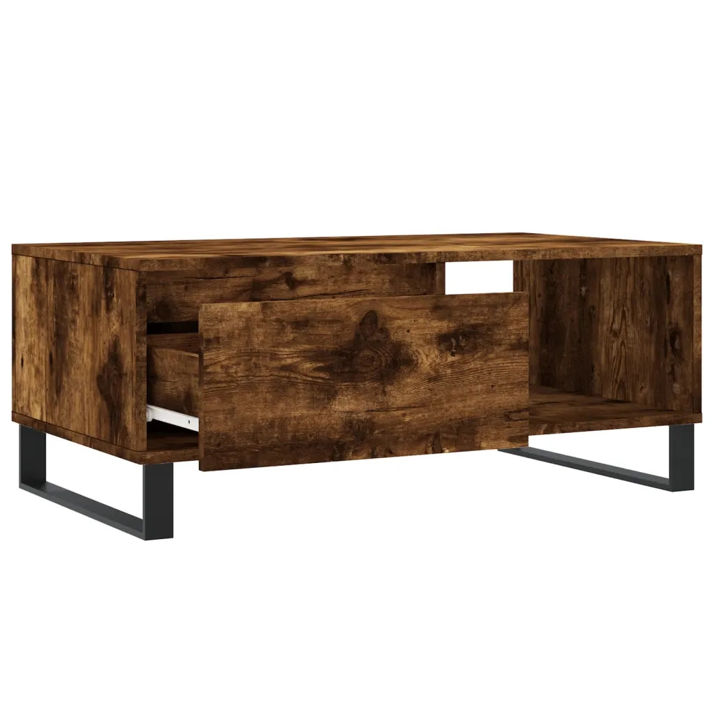 Tavolino da Salotto-Tavolino da soggiorno-Tavolo Rovere Fumo 90x50x36,5 cm Legno Multistrato 643091